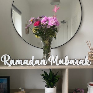 Wooden Ramadan Mubarak Table Sign Decoration, Eid Celebrations, Ramadan Party Decorations, Choice of Colours