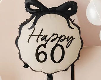 60th Birthday Party Balloon, Happy 60 Foil Balloon, 60th Party Decoration, Black And White 60th Balloon, Age 60 Party Balloon
