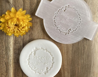 Personalised Wedding Name And Date Fondant Embosser, Custom Cookie Biscuit Stamp, Icing Stencil, Cake Decorating, Cupcake Decoration