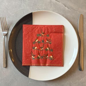20 tovaglioli di carta natalizi con motivo "Red Robin On Branches", decorazioni per la tavola per le feste natalizie, tovaglioli natalizi