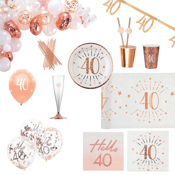 Rose Gold 40th Birthday Plates and Napkins Etsy
