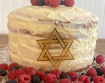 Star Of David Acrylic Cake Charm, Jewish Celebrations Cake Decoration, Religious Star Cake Charm, Cake Decoration