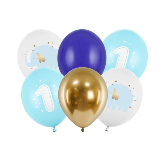 6 globos azul pastel de 1 año, decoraciones de fiesta de 1er