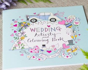 Kids Wedding Activity Colouring Book, Wedding Favours, Kids Wedding Table, Wedding Activities For Kids, Wedding Colouring Book, Rachel Ellen