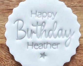 Personalised Birthday Cupcake Embosser, Custom Happy Birthday Fondant Stamp, Acrylic Cookie Stamp, Cake Decorating Tool, Baking Gift