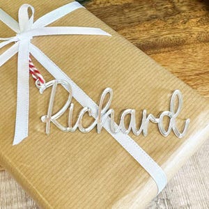 Nome da etiqueta de presente de acrílico de Natal, etiquetas de presente personalizadas, etiquetas de nome de meia, nomes de artesanato pendurados, nomes de acrílico