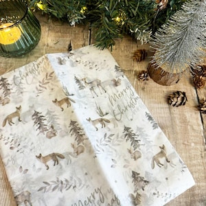 Carta velina per regali di Natale con cervi argentati, carta da regalo con animali festivi, carta da regalo natalizia, carta velina per regali di Natale, 5 fogli di Natale tradizionale