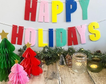 Girlanda z filcu na Boże Narodzenie, Wesołych Świąt, świąteczna wisząca dekoracja, świąteczne tło, wielokrotnego użytku dekoracja świąteczna 2,4 m