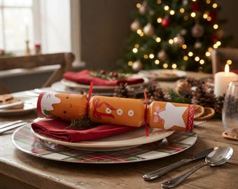 Make Your Own Gingerbread Christmas Crackers, DIY Festive Paper Party Tableware, 30cm Crackers for Christmas Dinner & Celebrations, Set of 6