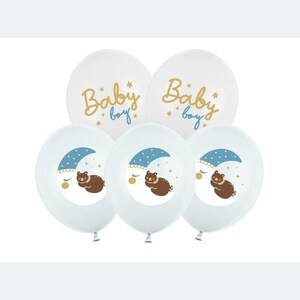 6 Blue Baby Boy Balloons, New Baby Decorations, Boy Baby Shower Balloons, Blue Balloons, New Born Party Decorations