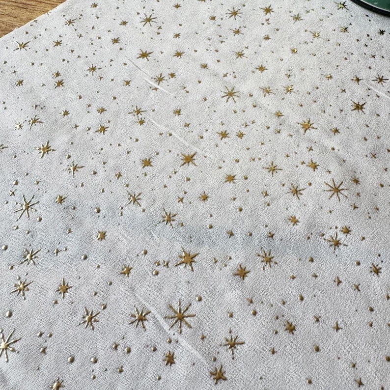 White Glittering Christmas Table Runner, Gold Star Festive Tableware