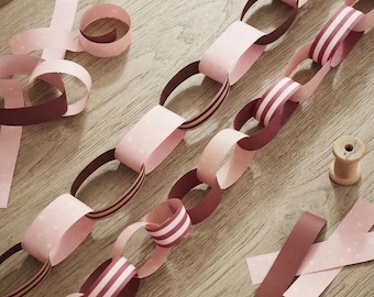 Pink and Red Christmas Paper Chains for Festive Holiday Decorating, Cheerful Seasonal Party and Home Christmas Decor Pack of 48