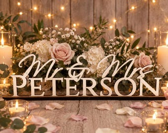 Personalised Wedding Name Sign with Stand – Custom Mr & Mrs Top Table Decoration, Mr and Mrs, Mr and Mr, Mrs and Mrs Wedding Keepsake Gift