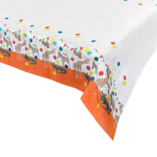 Nappe en papier sur le thème des animaux Safari, Décorations de fête dans la jungle, Fournitures d'anniversaire Safari, Nappe pour anniversaire d'animaux180 cm X 120 cm