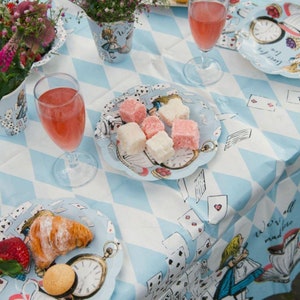 Tovaglia di carta Alice nel paese delle meraviglie, tovaglia per il tè pomeridiano del Cappellaio Matto, decorazione per il tavolo della festa nuziale di Alice nel paese delle meraviglie