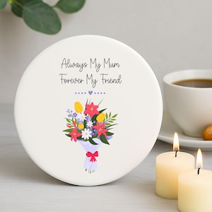 Porcelain Coaster Gift For Mum, Floral Kitchen Keepsake, Mothers Day Gift, Birthday Gift For Her Mummy Mom Mother