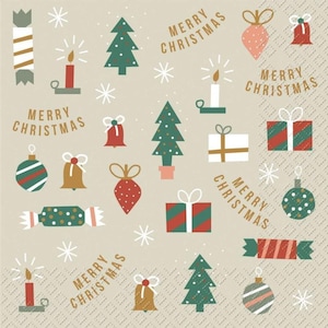 20 Merry Christmas Icon Napkins, Festive Party Napkins, Christmas Dinner Table, Christmas Napkins, Beige Napkins, Christmas Party