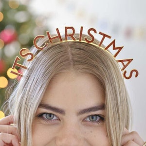 Metalen kersthoofdband, feestelijke tiara, hoofdband kerstfeest, geheime kerstman, kerstcadeau kantoorfeest