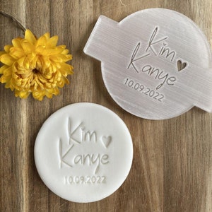 Wedding Name And Date Fondant Personalised Embosser, Custom Cookie Biscuit Stamp, Icing Stencil, Cake Decorating, Cupcake Decoration