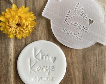 Wedding Name And Date Fondant Personalised Embosser, Custom Cookie Biscuit Stamp, Icing Stencil, Cake Decorating, Cupcake Decoration