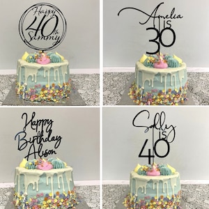 Personalised Name and Age Acrylic Cake Topper - Custom Birthday Decoration - Cake Decorations - Any Color Option Available