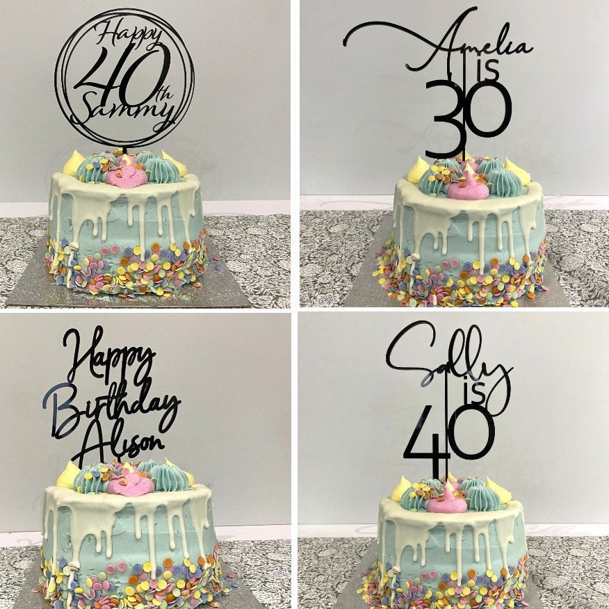 Personalised Name and Age Acrylic Cake Topper - Custom Birthday Decoration - Cake Decorations - Any Color Option Available