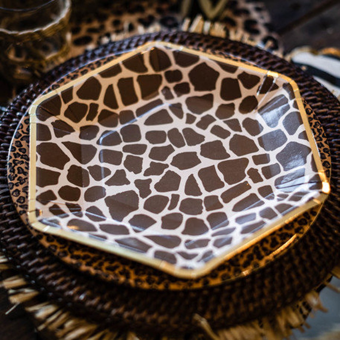 9 safari animal print paper plates jungle birthday party etsy