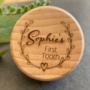 Personalised Tooth Fairy Box, First Tooth Pot, Engraved Trinket Pot, Christening Gift, Wooden Keepsake Gift,  Childrens Tooth Box Keepsake