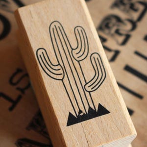 Sello de goma de cactus grande con rayas, herramienta para scrapbooking, manualidades para fiestas mexicanas, sello de tinta vegetal
