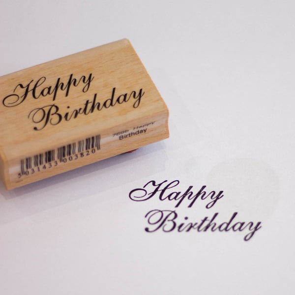 Joyeux anniversaire tampon en bois en caoutchouc, travaux manuels d'anniversaire, tampons encreurs d'anniversaire, tampons créatifs, cadeaux d'anniversaire à faire soi-même, étiquettes cadeaux, scrapbooking