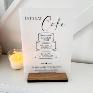 Personalisierte Hochzeitstorte Menü, Hochzeit Dessert Zeichen, Party Kuchen Flavours Zeichen, klassisches A5 A4 undurchsichtiges Acrylschild, benutzerdefinierte Menüs der Kategorie 2 Bild 5