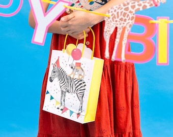 8 Safari Animal Gift Party Bags, Childrens Birthday Party Bags, 1st Birthday Party Favour Bags, Animal Partyware