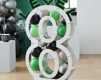 Gamers Birthday Balloon Mosaic Balloon Accessory Pack, Gaming Birthday Party Decoration, LEVEL Sign For Mosaic Frame