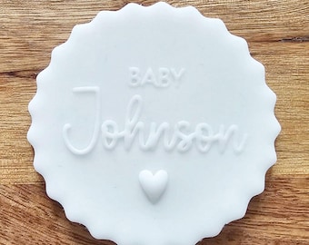 Custom Baby Shower Cupcake DEBOSSER, Personalised Fondant and Cookie Stamp, Baby Shower Cupcake Icing Decoration, New Baby, Baking Tool