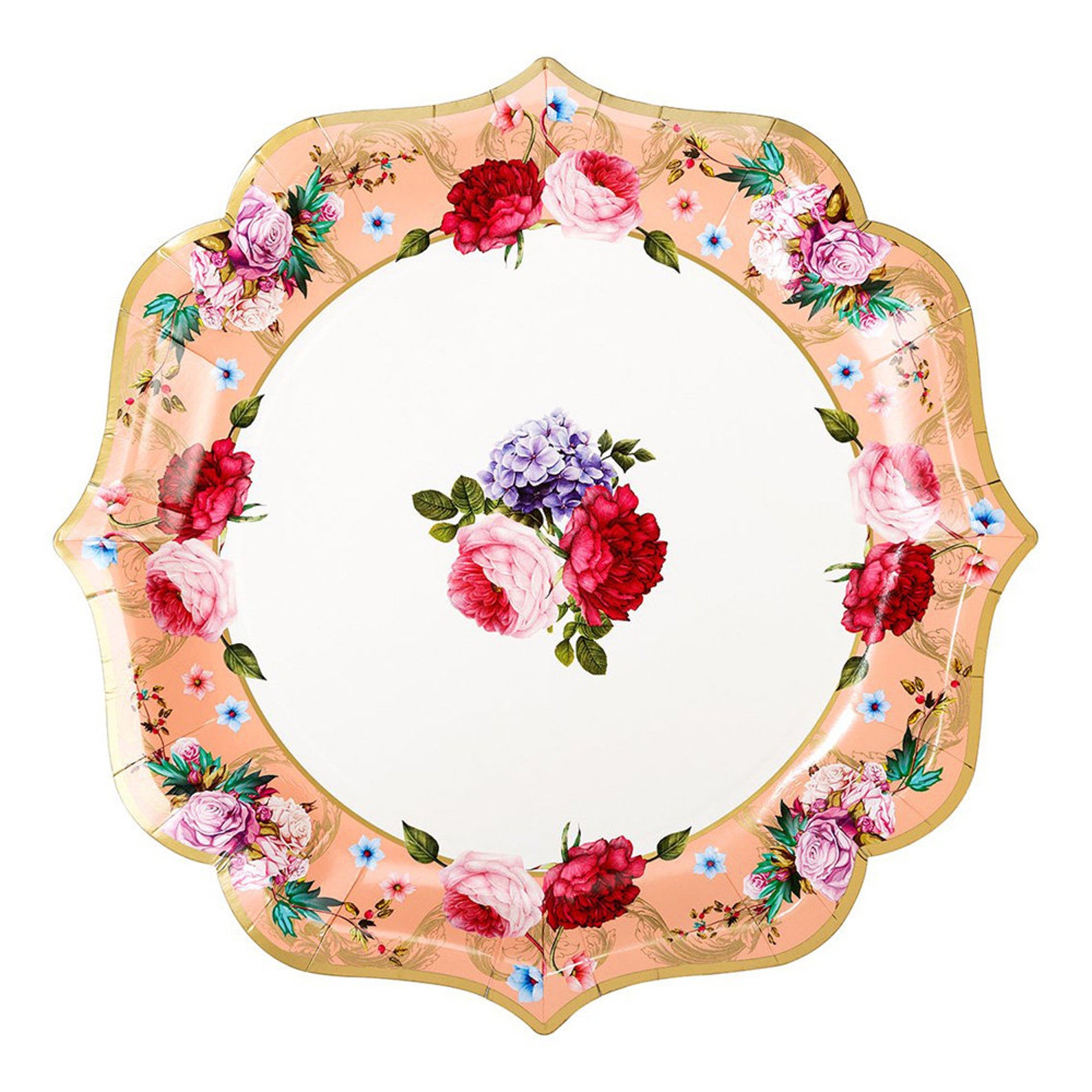 4 Floral Paper Platter Plates Afternoon Tea Party Plates Etsy