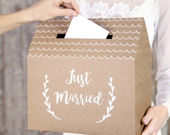 Rustic Wedding Post Box, Wedding Cards Box, Wedding Supplies, Rustic Wedding Decorations, Kraft and White Script Post Box