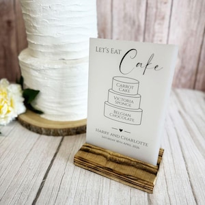 Personalisierte Hochzeitstorte Menü, Hochzeit Dessert Zeichen, Party Kuchen Flavours Zeichen, klassisches A5 A4 undurchsichtiges Acrylschild, benutzerdefinierte Menüs der Kategorie 2