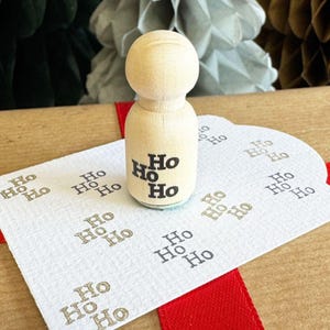 Mini timbro di gomma natalizio Hohoho, timbro a inchiostro per biglietti, scrapbooking, timbro di auguri natalizi in legno, etichette regalo fai da te, artigianato festivo