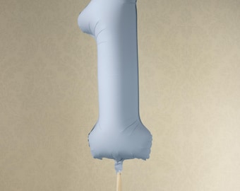 Globo grande de aluminio azul brumoso con número 1: decoración gigante para fiestas de cumpleaños, fotomatón, fondo para celebraciones y eventos.