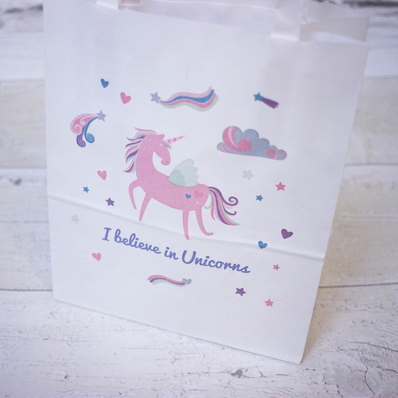 10 sacchetti di carta unicorno a manico bianco, sacchetti per feste,  sacchetti regalo, festa unicorno, confezione regalo, sacchetti regalo di  compleanno, festa per bambini, festa unicorno -  Italia