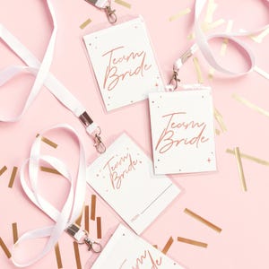 ID-kaarten bruidsfeest, vrijgezellenfeest accessoires voor bruid stam, vrijgezellenfeest gunsten, naamkaartjes team bruid, benodigdheden bruiloft