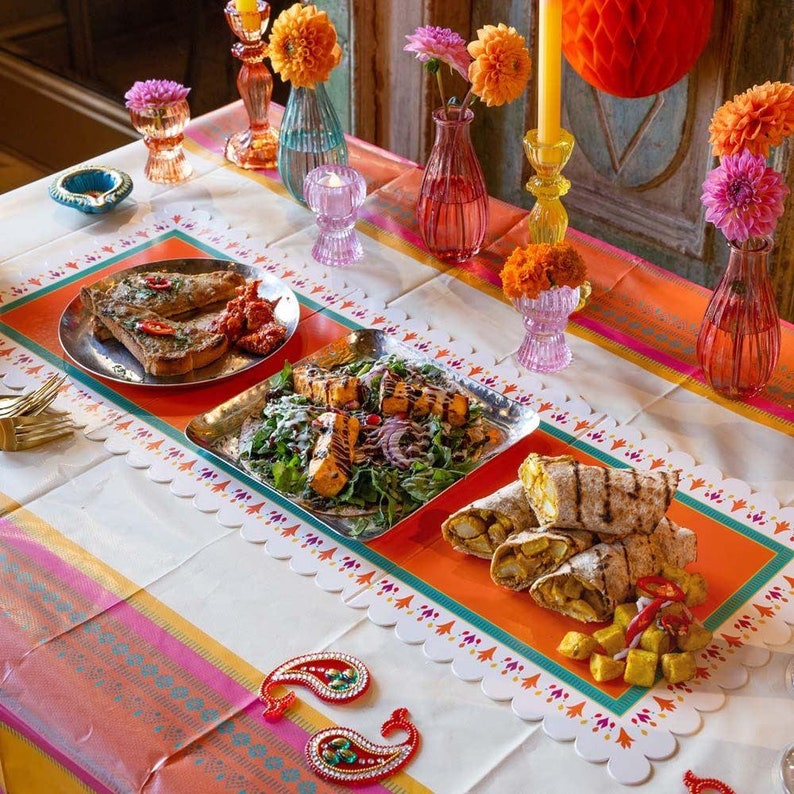 Foldable Grazing Board, Diwali Food Display, Diwali Buffet, Festival Of Lights Grazing Board, Orange Decorative Board, Eco Friendly image 1
