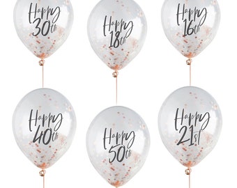 5 Rose Gold 18th Birthday Confetti Balloons Eighteenth - Etsy