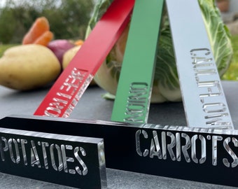 Acrylic Vegetable Markers, Personalised Plant Name Labels, Gardening Herb Stakes, Engraved Garden Gift, Customisable Plant Marker, Laser Cut