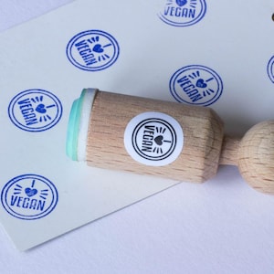 ミニ「I heart Vegan」ゴム印（イベント、パーティークラフトツール、スクラップブックデコレーション、木製インクスタンプ）