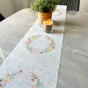 Spring Floral Table Runner, Summer BBQ Table Decoration, Wedding Party Table Runner, Botanical Venue Decoration, 3m