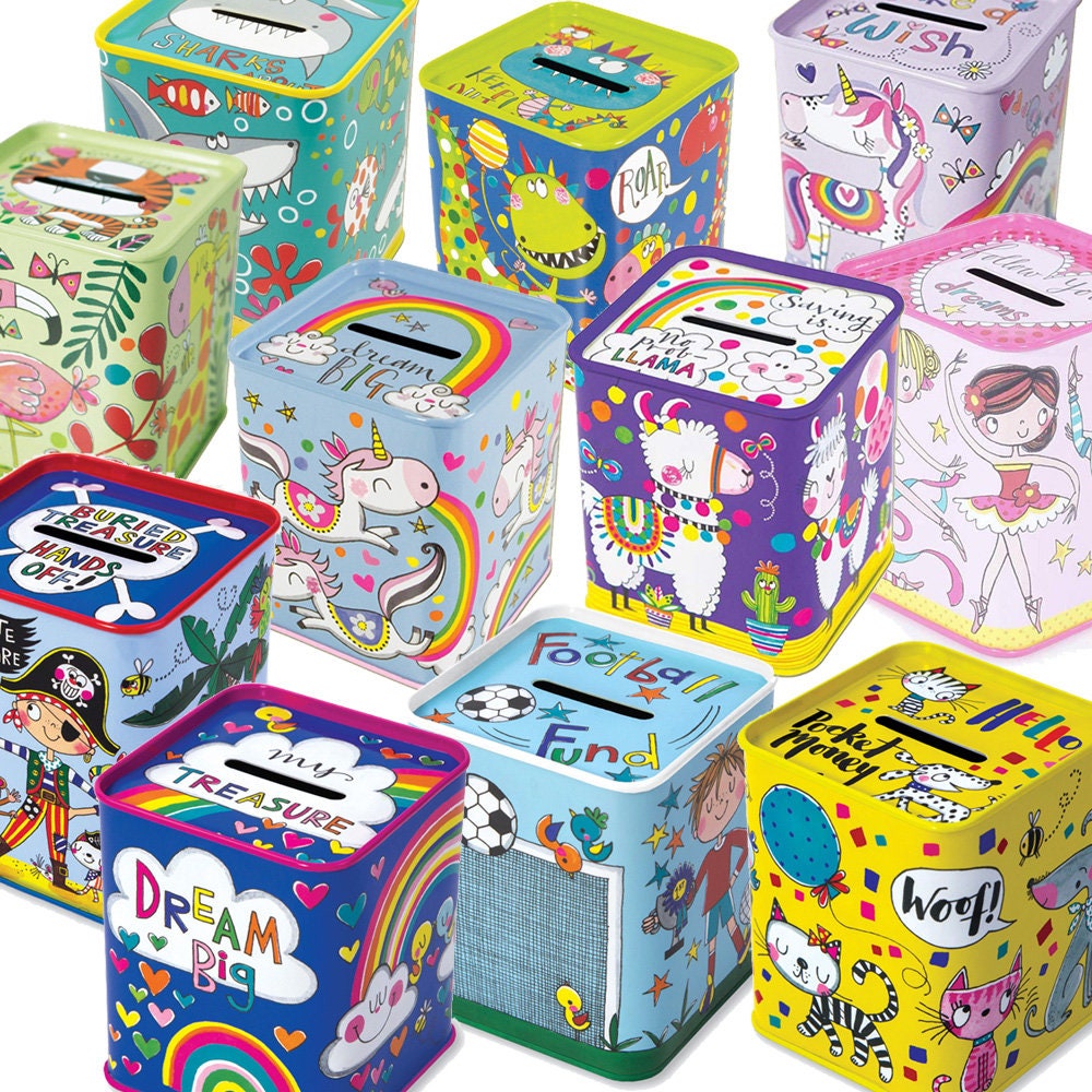 Square Tin Childrens Money Box Childrens Money Tin Christmas Etsy