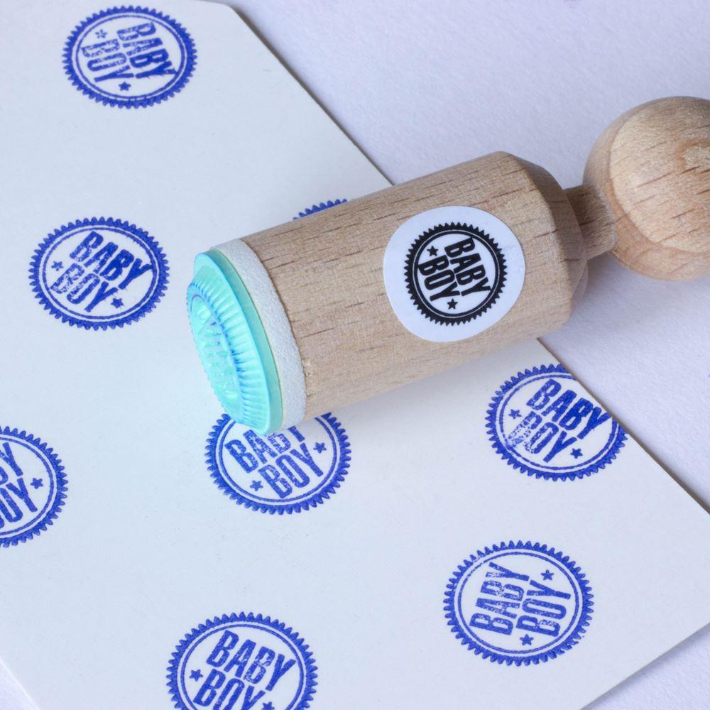 Mini Baby Boy Stamp – Rubber Stamp for Crafting, Journaling, Baby Shower Cards, & Scrapbooking, Wooden Craft Stamp