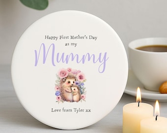 Porta-copos de porcelana personalizado para o primeiro Dia das Mães, presente para nova mamãe, lembrança do primeiro Dia das Mães, presente sentimental para a mamãe.