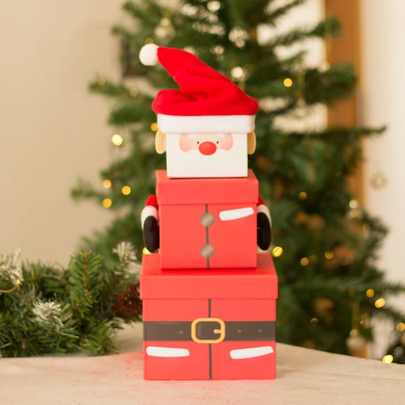Boîtes cadeaux de Noël empilables du Père Noël, boîte de réveillon de Noël  imbriquée, boîte de
